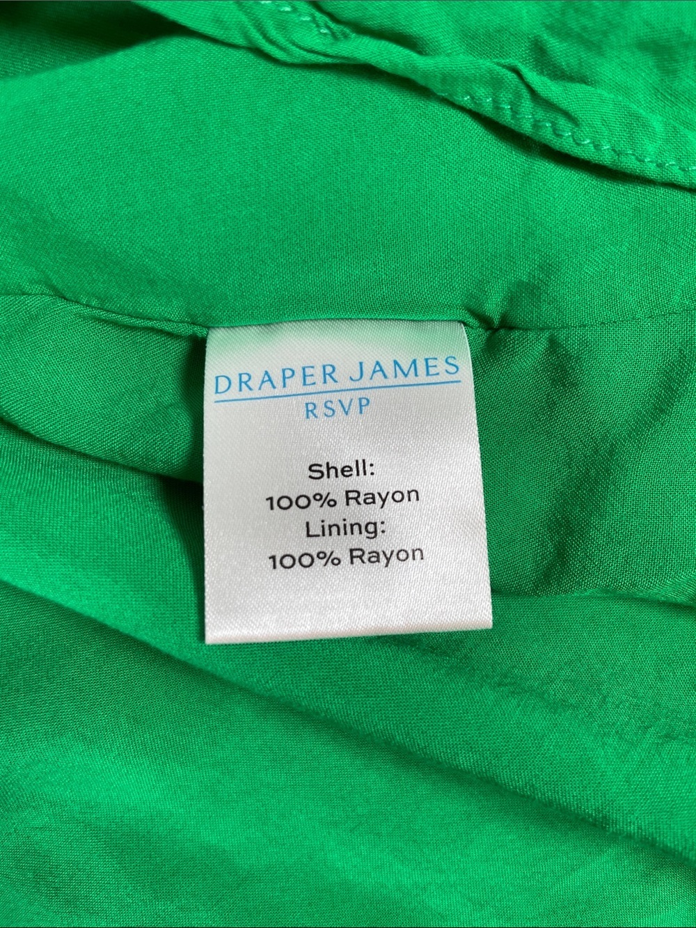 Draper James Green Floral V-Neck Smocked Midi Dress with Puff Sleeves - Size 3X - Picture 11 of 12